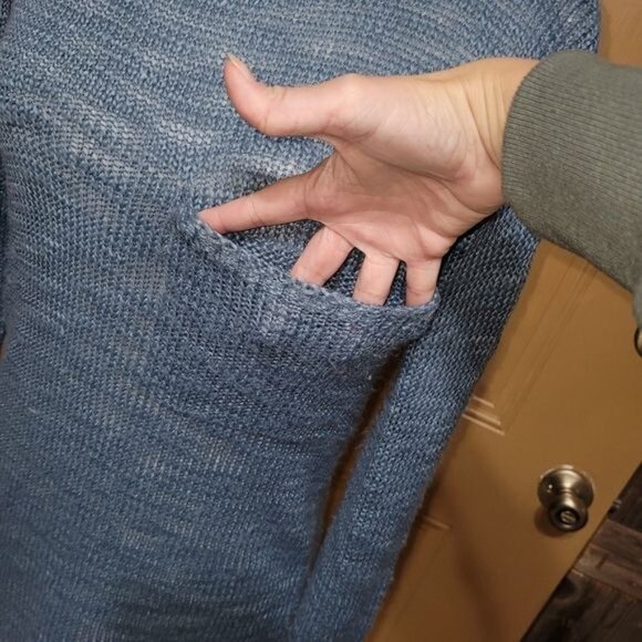 Sun & Shadow Women’s Small Dusty Blue Oversized Sweater Boho Coastal Chic - Picture 2 of 6